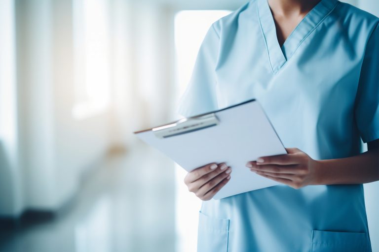 retrato-de-enfermera-sosteniendo-portapapeles